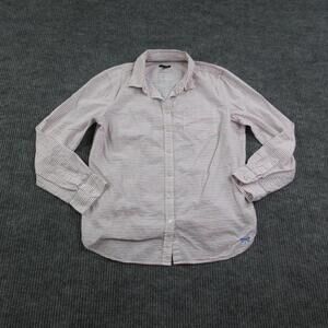 Talbots Shirt Womens 12 White Striped Button-Up Long Sleeve Classic Fit Cotton